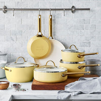 GreenPan - Juego de sartenes Padova Sunshine Yellow de 10 piezas Juego de sartenes GreenPan