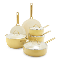 GreenPan - Juego de sartenes Padova Sunshine Yellow de 10 piezas Juego de sartenes GreenPan