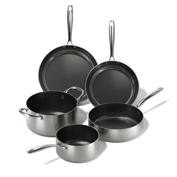 Cook & Pan - Juego de sartenes de acero inoxidable color miel (5 piezas)