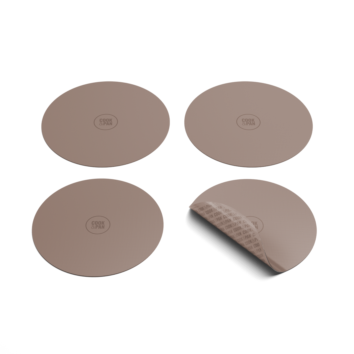 Cook &amp; Pan - Juego de protectores de inducción Taupe of Mind - Paquete de 4