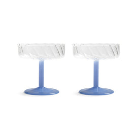 &Klevering - Coupe twirl blauw set van 2 Cocktail glazen &Klevering 