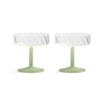 &amp;Klevering - Juego de 2 copas de cóctel Coupe Twirl Green &amp;Klevering