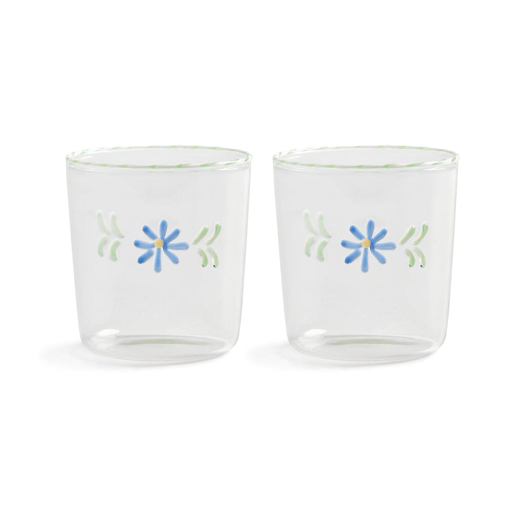 &amp;Klevering - Juego de 2 vasos de cristal azul flora &amp;Klevering
