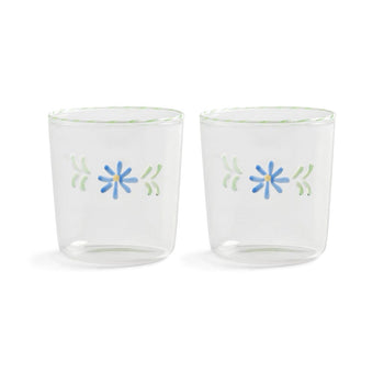 &amp;Klevering - Juego de 2 vasos de cristal azul flora &amp;Klevering