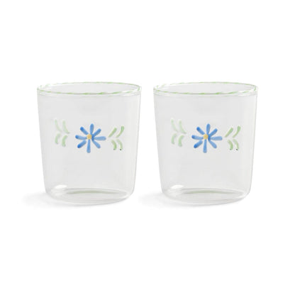 &amp;Klevering - Juego de 2 vasos de cristal azul flora &amp;Klevering