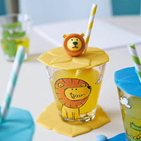 Leonardo - Mascota león amarillo Bambini Vasos de agua Leonardo