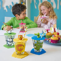 Leonardo - Mascota león amarillo Bambini Vasos de agua Leonardo