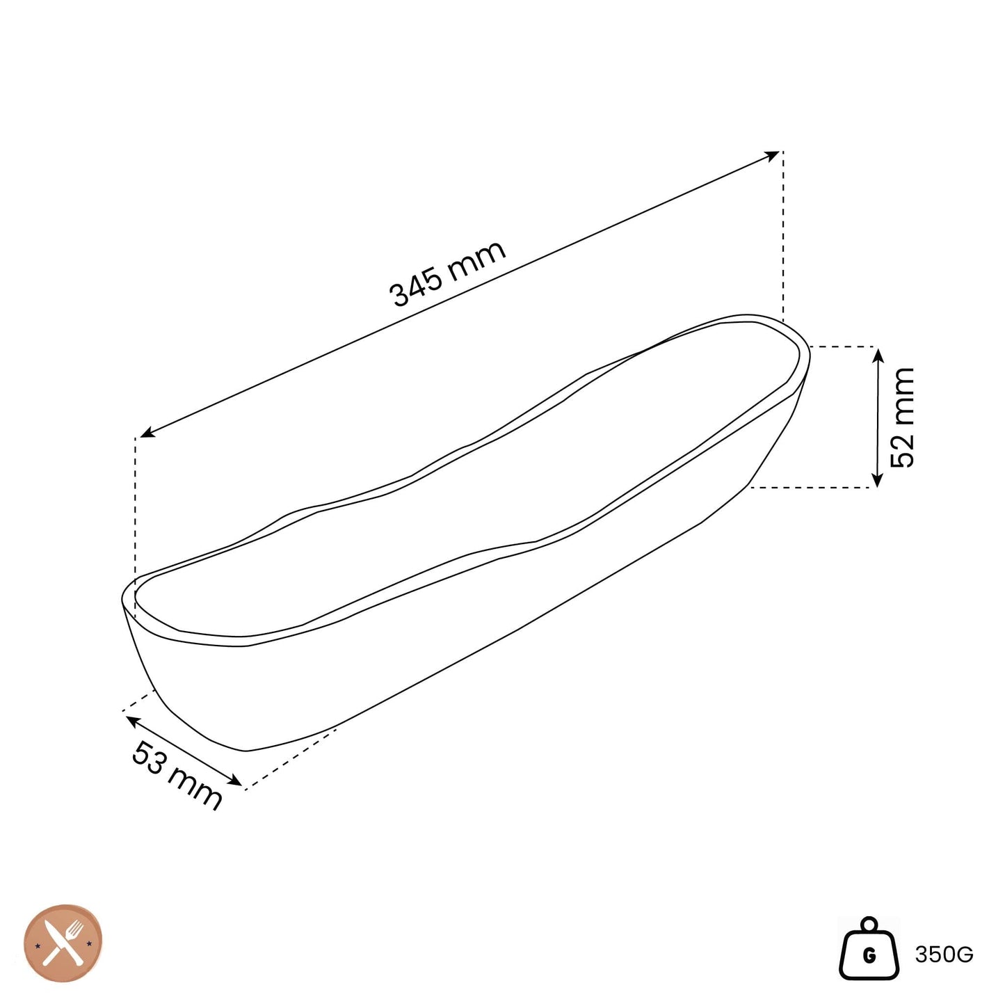 Oval - Olijfhouten Broodmand ca. 35 x 10 cm Oval Kitchenware 