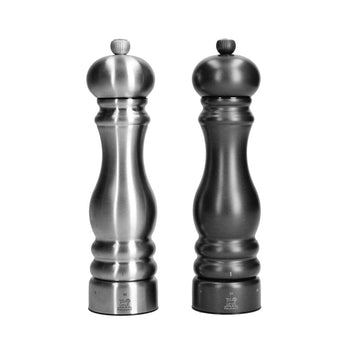 Peugeot - Juego de molinillos de pimienta y sal Paris Chef de 22 cm, acero al carbono y acero inoxidable.