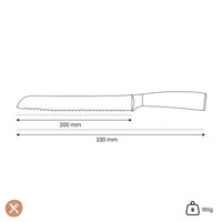 Shinrai Japón - Cuchillo de pan de 20 cm con estampado de damasco y zafiro epoxi. Shinrai Japón