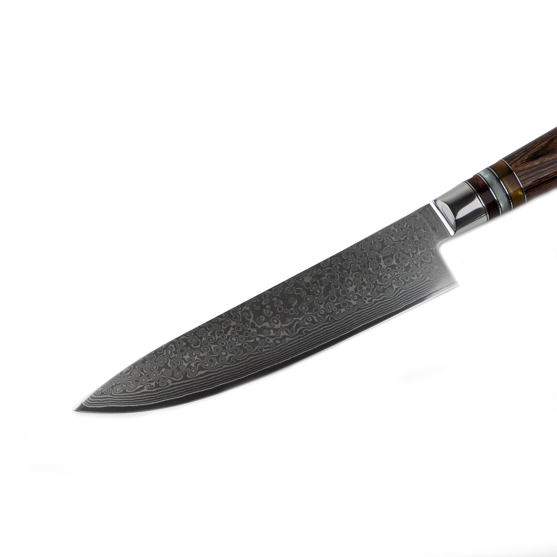 Shinrai Japón - Juego de 7 cuchillos de Damasco Micarta Jewels + Bloque magnético para cuchillos Scalae - Madera de acacia Shinrai Japón