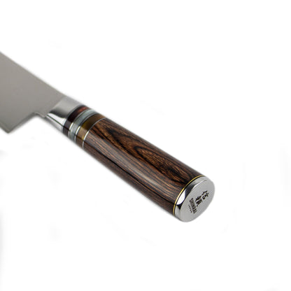 Shinrai Japón - Juego de 7 cuchillos de Damasco Micarta Jewels + Bloque magnético para cuchillos Scalae - Madera de acacia Shinrai Japón