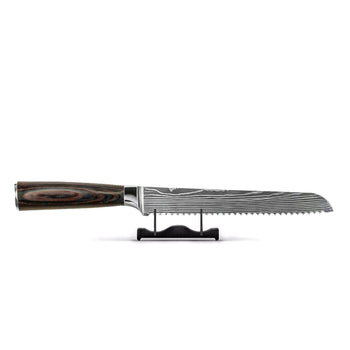 Cuchillos Shinrai - Cuchillo de pan con estampado de Damasco de 20 cm. Cuchillo de pan Shinrai.