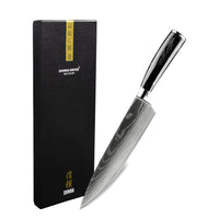 Shinrai Knives - Damascus Print Epoxy Onyx Koksmes 20 cm Koksmes Shinrai Knives 