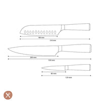 Shinrai Knives - Damascus Print Epoxy Sapphire 3-delige Messenset - Koksmes + Santoku + Schilmes Messenset Shinrai Knives 