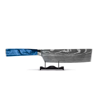 Cuchillos Shinrai - Cuchillo Nakiri Epoxi Zafiro Estampado Damasco 18 cm Nakirimes Cuchillos Shinrai