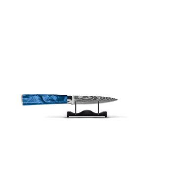 Cuchillos Shinrai - Cuchillo pelador de 8 cm con estampado de zafiro y resina epoxi con estampado de Damasco, cuchillo pelador Shinrai