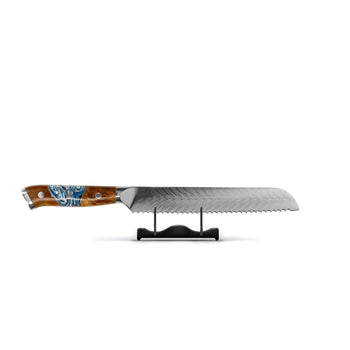 Cuchillos Shinrai - Serie Eclipse Cuchillo de pan de acero de Damasco de 20 cm Cuchillo de pan Shinrai