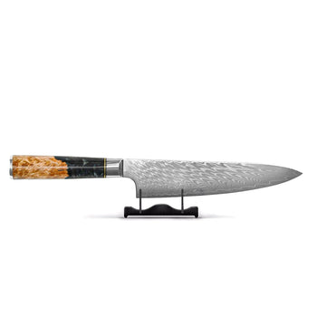 Cuchillos Shinrai - Cuchillo de chef de acero damasco con ónix y resina epoxi de 20 cm
