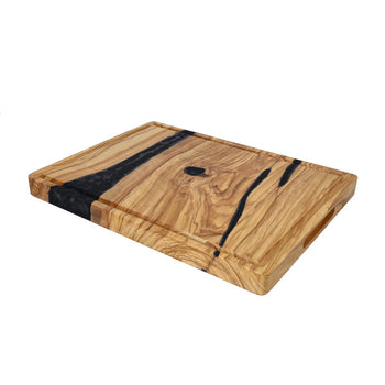 Tabla de cortar de madera de olivo con epoxi y ónix de Shinrai Knives - 40 x 30 x 3 cm Tabla de cortar de madera de Shinrai Knives