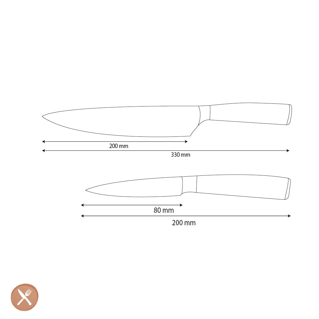 Shinrai Knives - Hammered RVS 2-delige Messenset - Koksmes + Schilmes Messenset Shinrai Knives 