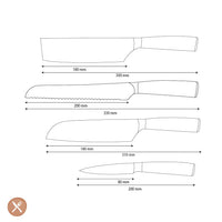 Shinrai Knives - Hammered RVS 4-delige Messenset - Santoku + Broodmes + Nakiri + Schilmes Messenset Shinrai Knives 