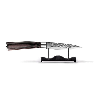 Juego de cuchillos Shinrai de acero inoxidable martillado de 5 piezas: cuchillo de chef + cuchillo de pan + nakiri + santoku pequeño + cuchillo pelador.