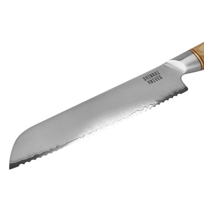Juego de cuchillos Shinrai - Hikari Damascus de 3 piezas - Cuchillo de chef + Cuchillo de pan + Cuchillo pelador. Juego de cuchillos Shinrai.