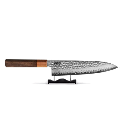 Cuchillos Shinrai - Juego de 3 piezas Damasco exclusivo de Kigami - Cuchillo chef + Nakiri + Cuchillo mondador Juego de cuchillos Shinrai Knives