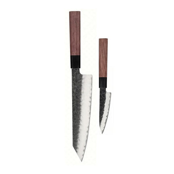 Cuchillos Shinrai - Juego de cuchillos Damasco Kurayami de 2 piezas - Kiritsuke + Cuchillo pelador Juego de cuchillos Cuchillos Shinrai