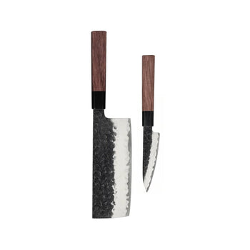 Cuchillos Shinrai - Juego de cuchillos Damasco Kurayami de 2 piezas - Juego de cuchillos Nakiri + cuchillo pelador Cuchillos Shinrai