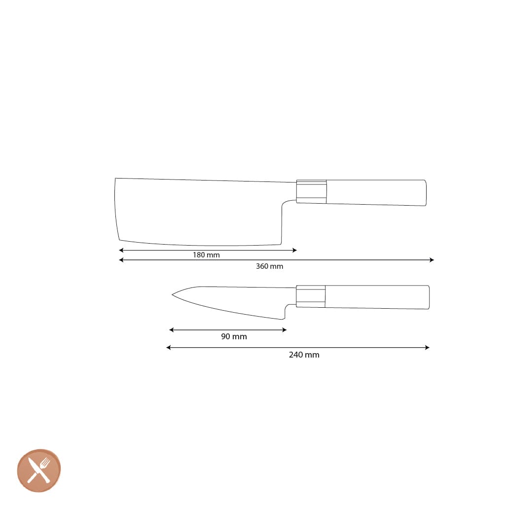 Shinrai Knives - Kurayami 2-delige Damascus Messenset - Nakiri + Schilmes Messenset Shinrai Knives 