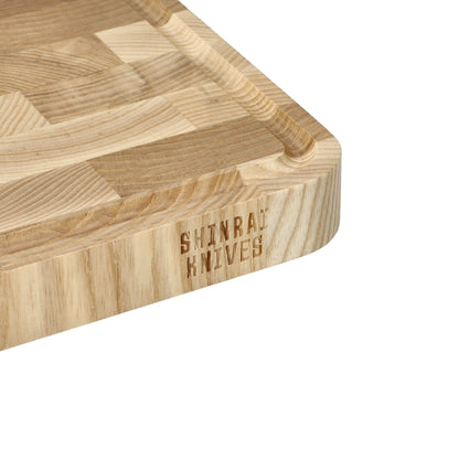 Tabla de cortar de lujo Shinrai Knives de madera de fresno - Madera de testa - 40 × 30 × 4,5 cm