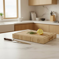 Tabla de cortar de lujo Shinrai Knives de madera de fresno - Madera de testa - 40 × 30 × 4,5 cm