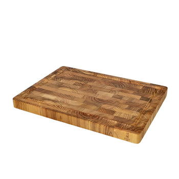 Tabla de cortar de madera de teca de lujo Shinrai Knives - Veta transversal - 35 × 25 × 2,5 cm