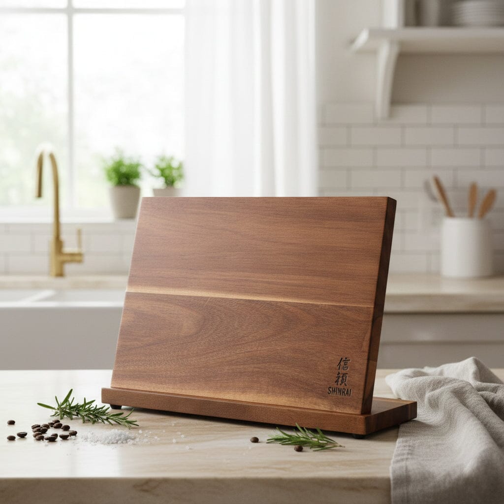 Shinrai Knives - Magnetisch Messenblok Enkelzijdig - Acaciahout Magnetisch messenblok Shinrai Knives 