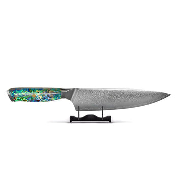 Cuchillos Shinrai - Cuchillo de chef de Damasco con incrustaciones de nácar, 20 cm.