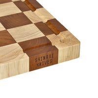 Couteaux Shinrai - Planche à découper de luxe pour échecs - Bois de bout - Ensemble