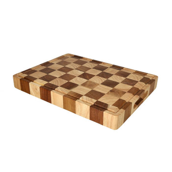 Tabla de cortar de madera de acacia Shinrai Knives - Tabla de cortar de ajedrez - Madera de acacia - Veta final - 40 x 30 x 4,5 cm Tabla de cortar de madera Shinrai Knives