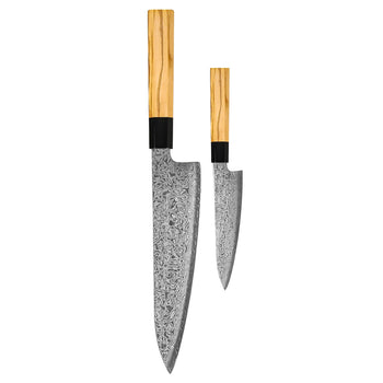Shinrai Knives - Juego de cuchillos Damasco Takumi Kaza de 2 piezas - Cuchillo de chef + cuchillo de pelar Juego de cuchillos Shinrai Knives