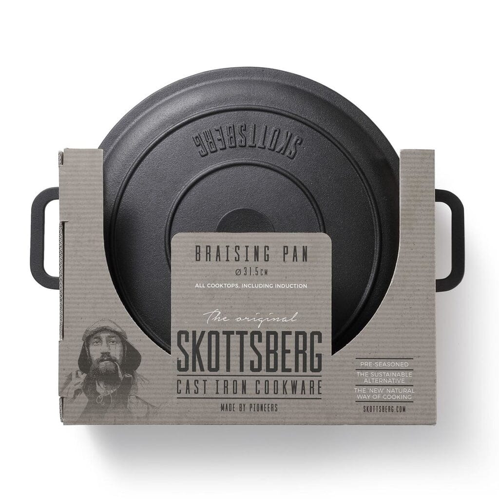 Skottsberg - Cacerola de hierro fundido redonda de 31,5 cm con tapa. Cacerola Skottsberg. 