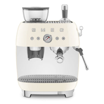 Smeg - Cafetera expreso | Crème | Años 50 | Cafetera expreso manual con molinillo de café integrado Cafetera expreso manual Smeg