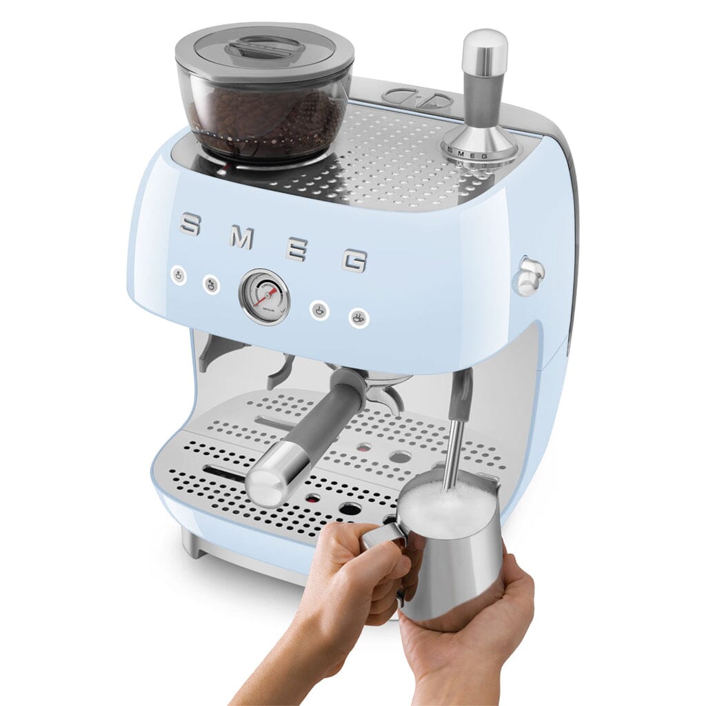 Smeg - Espressomachine | Pastelblauw | Jaren 50 | Handmatige espressomachine met geïntegreerde bonenmaler Handmatige Espressomachine Smeg 