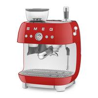 Smeg - Cafetera espresso | Roja | Años 50 | Cafetera espresso manual con molinillo de café integrado Cafetera espresso manual Smeg