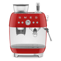 Smeg - Cafetera espresso | Roja | Años 50 | Cafetera espresso manual con molinillo de café integrado Cafetera espresso manual Smeg
