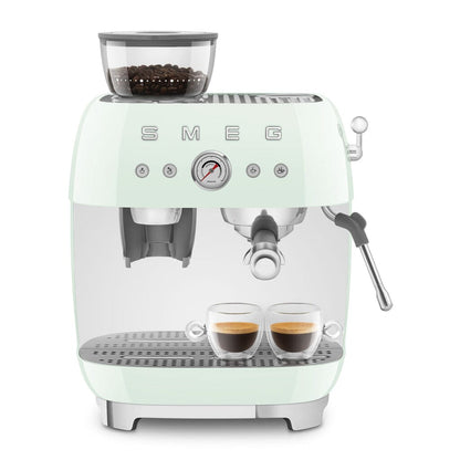 Smeg - Espressomachine | Watergroen | Jaren 50 | Handmatige espressomachine met geïntegreerde bonenmaler Handmatige Espressomachine Smeg 