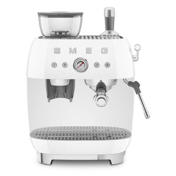 Smeg - Cafetera espresso | Blanca | Años 50 | Cafetera espresso manual con molinillo de café integrado Cafetera espresso manual Smeg