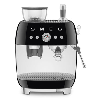 Smeg - Cafetera espresso | Negra | Años 50 | Cafetera espresso manual con molinillo de café integrado Cafetera espresso manual Smeg