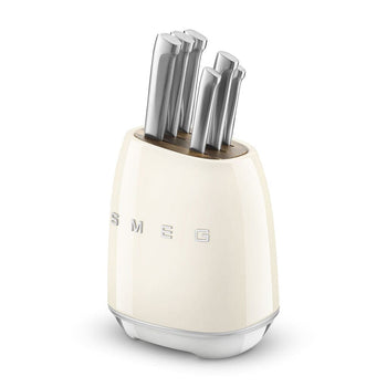SMEG - Bloque de cuchillos con 6 cuchillos Juego de cuchillos para crema con bloque Smeg