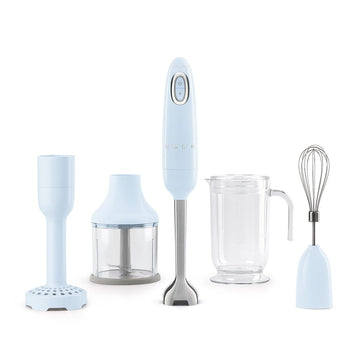 Batidora de mano Smeg | Azul pastel | Años 50 | Batidora de mano con accesorios | Paquete Plus Batidora de mano Smeg